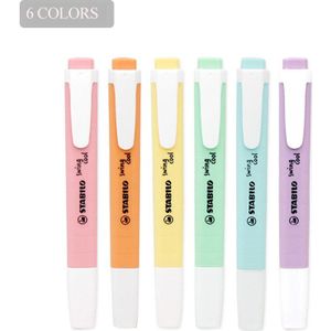 Stabilo Swing Cool Pastel Markeerstift Marker Pennen Macarons Kleuren Pack Van 6 Diverse Kleuren