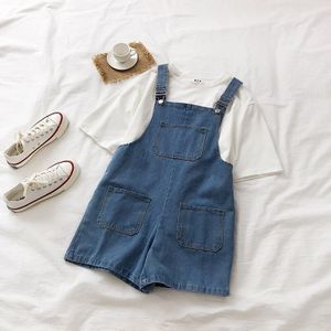 Rompertjes Vrouwen Denim Vintage Solid Simple Student Harajuku Alle-Wedstrijd Zomer Meisje Mode Koreaanse Stijl Casual Chic Womens Playsuit