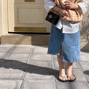 1492C Kinderen Kleding Denim Rok Lente 2022 Meisjes Rok Koreaanse Versie Van Denim Hip Rok Mode Meisje Denim Rok