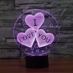 Valentijnsdag I LOVE U Kleurrijke 3D Hologram Lamp USB Acryl Lights party favor vriendin anniversary