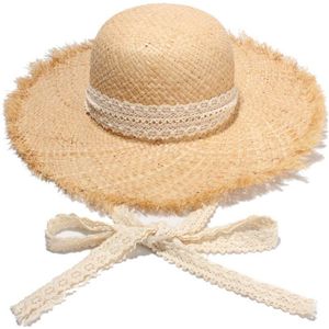 Handgemaakte Vrouwen Stro Zon Hoeden Grote Brede Rand Gilrs Natuurlijke 100% Raffia Panama Beach Straw Zon Caps voor