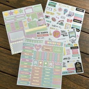 Gelukkig Eenhoorn Folie Goud Papier Planner Stickers Boekje voor Scrapbooking Gelukkig Planner/Card Making/Journaling Project