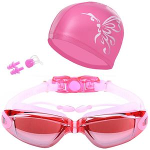 Zwembril Waterdicht Anti-Fog Bril Set Met Oordopjes Neus Clip Cap Mannen Vrouwen Volwassenen Transparante Lens Eyewear