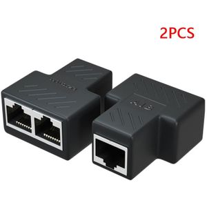 2Pcs 1 Naar 2 Manieren Ethernet RJ45 Vrouwelijke Kabel Splitter Adapter Connector Voor Router Pc Laptop Ip Camera Tv doos