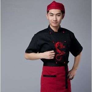 Chinese stijl Korte mouwen Chef dienst Geborduurde draak Hotel werken dragen Restaurant werkkleding Tooling uniform cook Tops