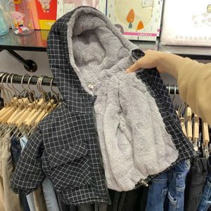 Winter 2-7 Jaar Kinderen Uitloper Tops Jas Jongens Baby Pluche Verdikking Konijnenbont Hooded Zwart Rooster Jas voor Kinderen Kleding