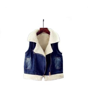 Unisex Kinderen Denim Vest Herfst Winter Katoenen Kleding Baby Vest Warm Lamswol Vest Meisjes Vest Mouwloze Jas