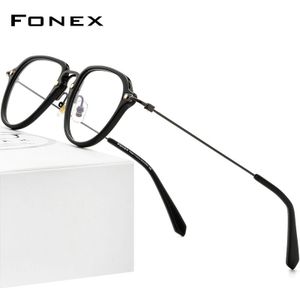 FONEX Acetaat Titanium Brilmontuur Mannen Vintage Oversize Pilot Recept Brillen Vrouwen Brillen Eyewear F85689