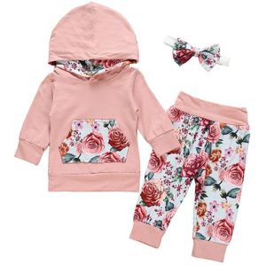 Pasgeboren Baby Meisje Kleding Winter Baby Meisje Kleding Outfit Hooded Tops Bloemen Broek Katoen Schattige Baby Meisje Herfst Kleding Set