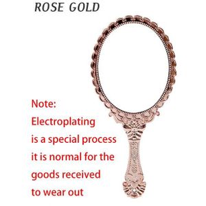 Costway Mini Draagbare Vintage Spiegel Houvast Make-Up Spiegel Bloemen Ovale Ronde Cosmetische Hand Held Spiegel Met Handvat Voor Vrouwen