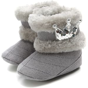 3 M-18 M Pasgeboren Baby Baby Meisjes Winter Warm Crown Fur Mid-Kalf Lengte Slip-On harige Laarzen