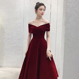 Bourgondië Avondjurk Cheongsam Een Schouder Korte Mouw Velour A-lijn Prom Fomail Gown Vestidos De Noche