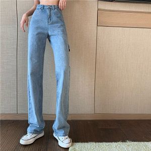 Jeans Voor Vrouwen Blauw Losse Hoge Taille Mom Grote Size Straight Broek Lange Losse Wijde Pijpen Vrouwen Jeans streetwear