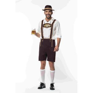 Size M-3XL Volwassen Man Oktoberfest Bier Kostuum Duitsland Beierse Oktoberfest Outfit Shirt Lederhosen Hoed Set