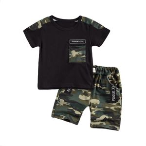 Focusnorm 1-4Y Zomer Baby Kids Jongens Kleding Sets Camouflage Print Korte Mouw Pocket T Shirts Tops Shorts