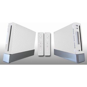Wit Carbon Vinyl Skin Sticker Protector voor Nintendo Wii en controller skins Stickers