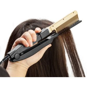 Kam Duurzaam Rechte Elektrische Haar Kam Borstel Lcd Verwarmd Keramische Haar Baard Rechttrekken Brush Eu Plug Stijltang