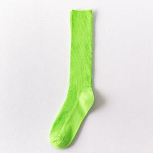 Harajuku Neon Kleurrijke Vrouwen Katoen Lange Sokken Knie Hoge Effen Klein Blauw Wit Zwart Geel Grijs Rood School Meisje Fluorescerende
