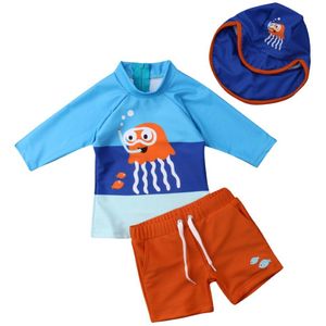 Peuter Kids Baby Jongens Wetsuit Cartoon 3 Pcs Bikini Set Badmode Badpak Strand Zomer Cap Zwemmen Surfen Pak UV 50 +