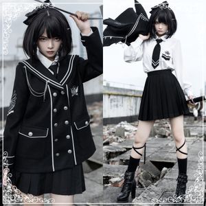 Gothic Jk Uniform College Stijl Zachte Meisje Wollen Jas Pak Student Dark Goth Retro Victoriaanse Jurk Kawaii Meisje Goth Lolita