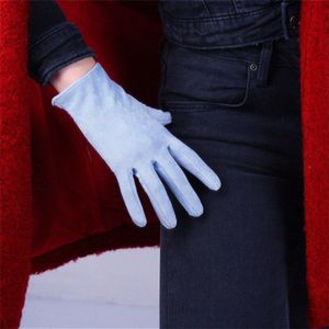 21 Cm Suede Korte Handschoenen Korte Sectie Emulatie Leer Warme Slanke Hand Suède Grote Rood Donker Rode Kerst Rood WJP27-21