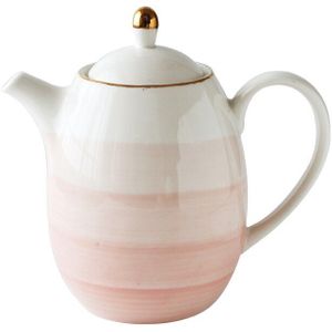 Roze Marmer Keramische Melk Mok Tea Cup Met Achthoekige Vorm Schotel Vergulde Plank Thee Pot Drinkware Set Vriend