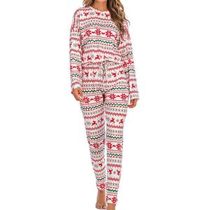 Kerst Vrouwen Pyjama Twee Stukken Sets Herfst Winter Brief Boom Print Slapen Lange Mouwen Tops + Lange Potlood Broek Homewear