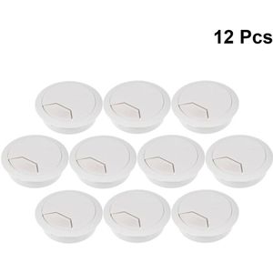 12 Stuks Kabel Gat Cover 50Mm Diameter Grijs Wit Kabeldoorvoerklep Tidy Kabel Organizer Cord Hole Cover Voor Kantoor thuis