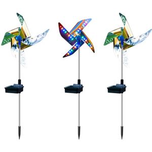 Solar Wind Spinner Tuin Stake Pinwheels Met 8 Verlichting Modes Led Fairy Lights Outdoor Patio Gazon Kerst Decoratie