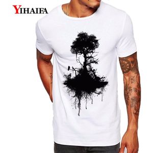 3D Gedrukt Mannen T-shirt Slim Fit Zwarte Boom Grafische Tee Bos Bomen Gym Oversized S 4XL 5XL Katoen t-shirts Casual Tops