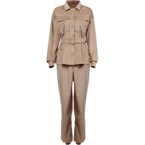 Ootn Corduroy Tweedelige Set Vrouwen Outfits Lange Mouw Top Vrouwelijke Broek Pak Sjerpen Zakken Casual Herfst Winter Broek