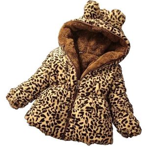 Winter Warmte Luipaard Print Full Zip Hooded Zachte Baby Meisjes Wollen Jas Kids Outfits Kinderen Bovenkleding Voor 1-8 jaar