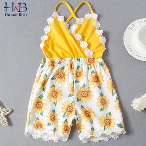 Humor Beer Meisjes Jumpsuit Zomer Sling Lace Floarl Gedrukt Overalls Backless Een Stuk Outfit Peuter Kleding Voor 2-6Y