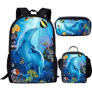 Nopersonality Oceaan Dolfijn Print School Rugzak Sets Voor Kids Cool Jongens Meisjes Reizen Rugzak Middelbare School Rugzakken Mochila