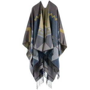 Vrouwen Bohemen kwastje Europa en Amerika verlengd verdikte kasjmier herfst en winter nationale wind reizen split shawl cape