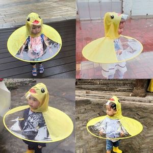 Baby Jongens Meisjes Kids Kinderen Eend Regenjas UFO Vorm Paraplu Kleuterschool Jas Grappige Opvouwbare Regenjassen