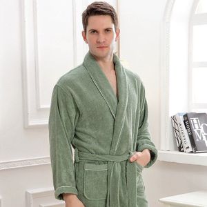 Badjas mannen katoen gewaad winter Lange handdoek fleece Pyjama Mannen Nachtjapon zachte warme dikke liefhebbers Nachtkleding kimono homme gown