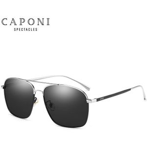 Caponi Gepolariseerde Vierkante Zonnebril Mannen Legering Classic Brillen Vintage Mode Meekleurende Zonnebril BS8174