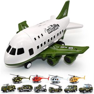 Kinderen Vliegtuig Model Speelgoed Set Simulatie Grote Opslag Transport Vliegtuigen Met Legering Behuizing Kleine Auto Helicopter Truck