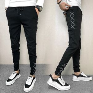 Voorjaar Koreaanse Slim Fit Joggers Broek Mannen Kleding Simple Alle Match Streetwear Casual Broek Hip Hop Zwart 34-28