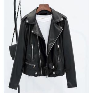 Goohojio Herfst Vrouwen Pu Leren Jas Vrouw Rits Korte Jas Vrouwelijke Zwarte Punk Bomber Faux Leather Uitloper Voor vrouwen