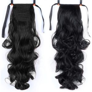 22 "Lang Golvend Synthetische Paardenstaart Extensions Clip-In Paardenstaart Trekkoord Natuurlijke Hair Extension Hittebestendige Haarstukken