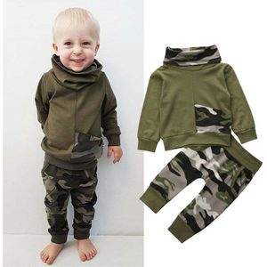 Pasgeboren Baby Jongen Meisje 2 Stuks Set Kleding Hoodies Sweatshirt Lente Herfst Herfst Kleding Camo Tops Lange Broek Outfits