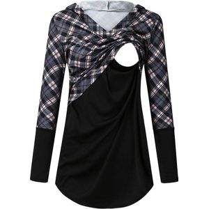 ARLONEET vrouwen moederschap Verpleging Hooded Sweatshirts Top kleding zwangere plaid Hoodie borstvoeding hoodies Jumper CS11