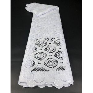 Pure White Nigeria Kant Stof Kant Guipure Koord Kant Stof Sequin Lace Stof 5 Yards Bruiloft