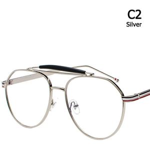 Jackjad Vintage Ronde Metalen Stijl Plain Bril Brand Drie Kleur Strepen Brillen Frame Oculos De Grau BT117