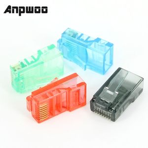 Anpwoo 50 Stks/partij RJ45 Ethernet Kabels Module Plug Network Connector RJ-45 Crystal Heads Cat5 Kleur Cat5e Vergulde Kabel