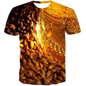 Gouden Graan Zaad 3D Afdrukken Mannen T-shirt Farm Boer Mode Sport Tops T-shirt Zomer Casual T-shirt