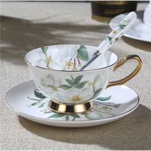Koffie Cup Set Latte Keramiek Bone China Tea Cups Met Bekerhouder En Lepel Voor Latte Espresso Cappuccino 200Ml