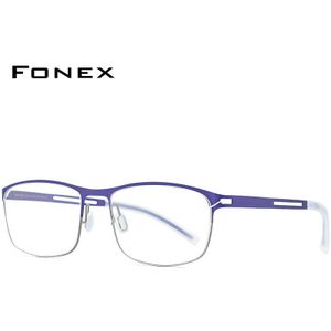 Fonex B Titanium Brilmontuur Mannen Vierkante Optische Recept Brillen Antislip Siliconen Schroefloos Eyewear 8529